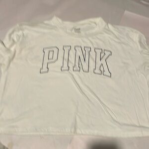 PINK White Long Sleeve Crop Top PINK